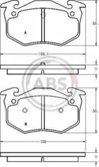 Гальмівні колодки зад. Peugeot 206 99-/Renault Megane I 96-03 A.B.S. 36580 (фото 1)