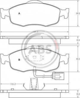 Гальмівні колодки перед. Transit 94-00/Mondeo 93-00 (ATE) A.B.S. 36808 (фото 1)