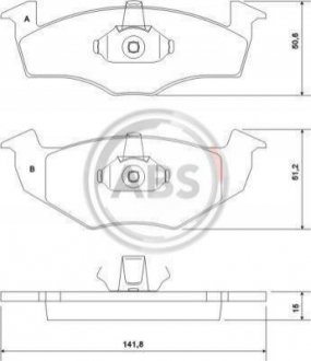 Гальмівні колодки перед. Polo 95-01/Golf 91-99 (ATE) A.B.S. 37092 (фото 1)