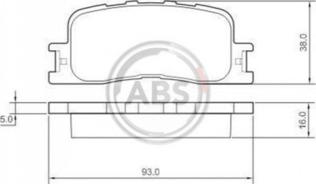 Гальмівні колодки зад. Toyota Camry 01-06 (akebono) (93x38x16) A.B.S. 37355 (фото 1)