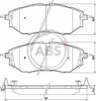 Гальмівні колодки перед. Subaru Legacy IV/Outback 03- (akebono) A.B.S. 37502 (фото 1)