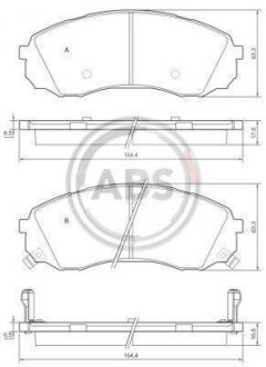 К-кт перед. гальм. колодок Hyundai H-1 2.5CRDI 01-08/Kia Carniva 06- A.B.S. 37618 (фото 1)