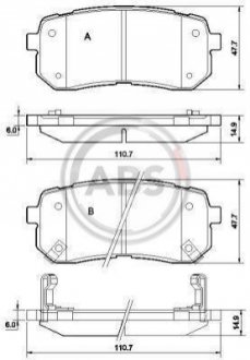 Гальмівні колодки зад. Hyundai H-1 08- (mando) A.B.S. 37619 (фото 1)