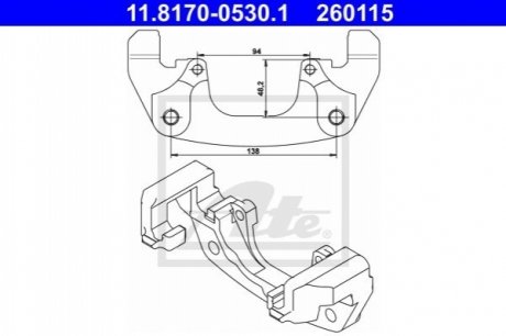 Кронштейн, корпус скобы тормоза ATE 11.8170-0530.1 (фото 1)