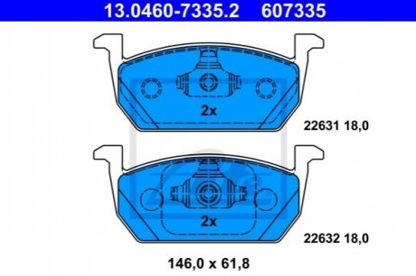 Гальмівні колодки, дискові ATE 13.0460-7335.2 (фото 1)