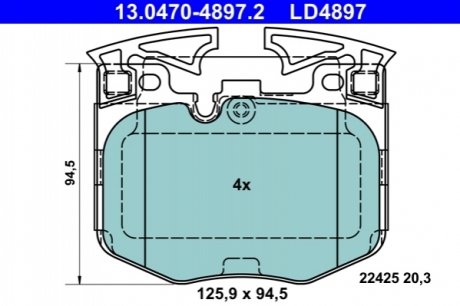 Колодки тормозные (передние) BMW 3 (G20) 18-/5 (G30/F90)/7 (G11/G12) 15- (Brembo) ATE 13.0470-4897.2 (фото 1)