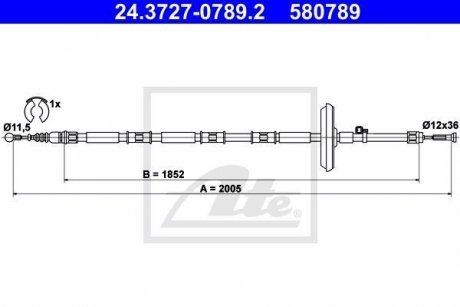 Трос ручного гальма ATE 24372707892 (фото 1)