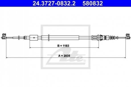 Трос зупиночних гальм ATE 24.3727-0832.2 (фото 1)