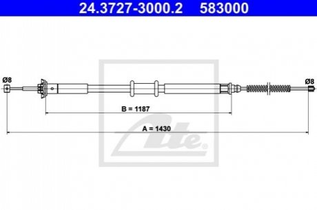 Трос, стояночная тормозная система ATE 24.3727-3000.2 (фото 1)