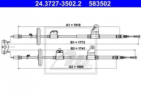 Трос зупиночних гальм ATE 24.3727-3502.2 (фото 1)