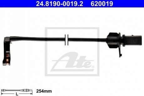 Датчик зносу гальмівних колодок(дискових) ATE 24.8190-0019.2 (фото 1)