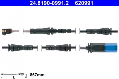 Датчик зносу колодок гальмівних ATE 24.8190-0991.2 (фото 1)