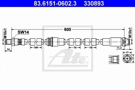Гальмівний шланг ATE 83.6151-0602.3 (фото 1)