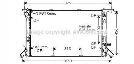 Радиатор охолодження A4/A5/Q5 32i/27TD/30TD AT (вир-во) AVA COOLING AIA2291 (фото 1)