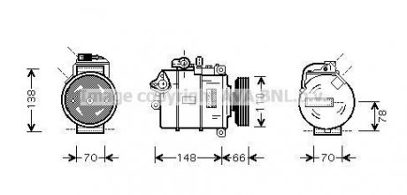 Компрессор кондиционера A4 II 19TDi 00-03 AVA COOLING AIAK226 (фото 1)