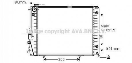 Радіатор охолодження двигуна MB W124 MT/AT + AC 89-96 AVA COOLING MSA2072 (фото 1)