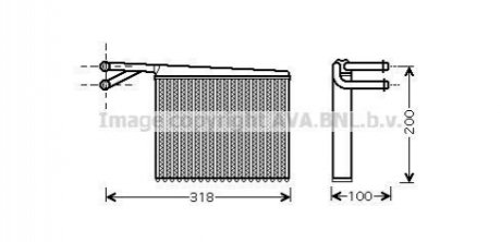 Радиатор обігрівача MERCEDES SPRINTER W 901-905 (95-) (вир-во) AVA COOLING MSA6372 (фото 1)