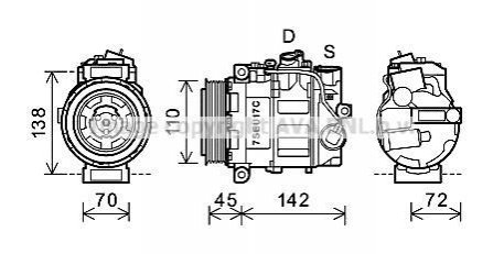 Компресор C180 2.0 i * (W203) 00-02 AVA COOLING MSAK615 (фото 1)