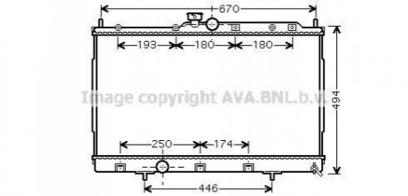 Радіатор охолодження MITSUBISHI OUTLANDER (CU2, 5W) (03-) (аналог MTА2183) (вир-во) AVA COOLING MT2183 (фото 1)