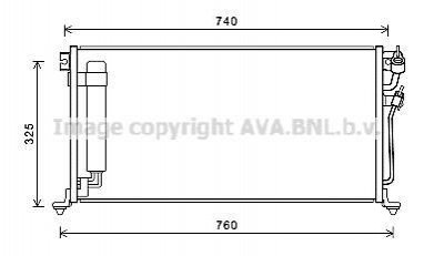 Конденсатор кондиціонера MITSUBISHI LANCER (CJ, CP) (96-) 2.0 i 16V (вир-во) AVA COOLING MTA5220D (фото 1)