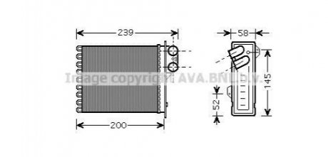 Радіатор обігрівача DACIA; RENAULT; ВАЗ (вир-во) AVA COOLING RTA6398 (фото 1)