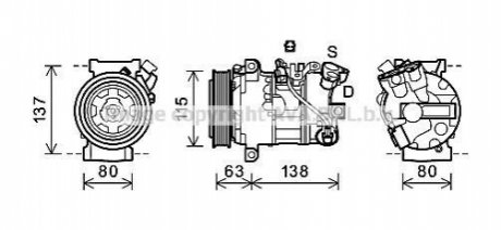 Компресор кондиціонера RENAULT MEGANE/ SCENIC (2009) (вир-во) AVA COOLING RTAK491 (фото 1)