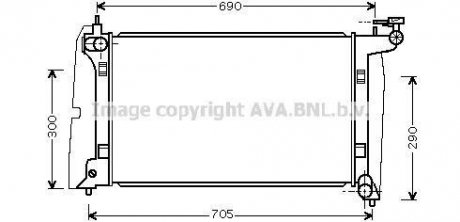 TOYOTA Радиатор охолодження Avensis, Corolla 1.4/1.8 01- AVA COOLING TO2302 (фото 1)