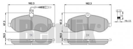 КОЛОДКИ ТОРМОЗНЫЕ FIAT SCUDO 07> ПЕРЕД 1-ДАТЧИК Bendix 510530 (фото 1)