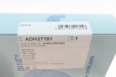 Датчик ABS BLUE PRINT ADH27181 (фото 1)