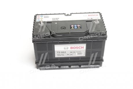 Аккумулятор 105Ah-12v (T3052) (330x172x240),L,EN800 клеммы тонкие по центру BOSCH 0092T30520 (фото 1)