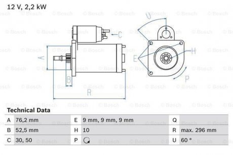 Стартер BOSCH 0986016340 (фото 1)