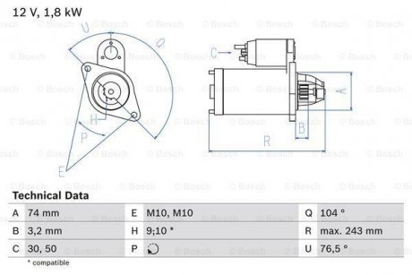 Стартер BOSCH 0986018680 (фото 1)