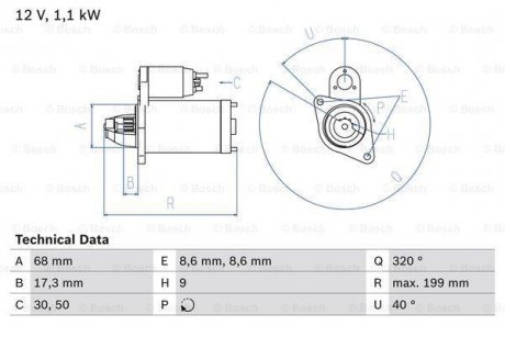 Стартер BOSCH 0986023660 (фото 1)