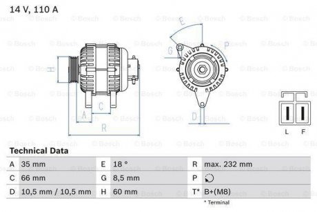 Генератор BOSCH 0986048301 (фото 1)