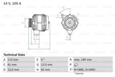 Генератор BOSCH 0986048791 (фото 1)