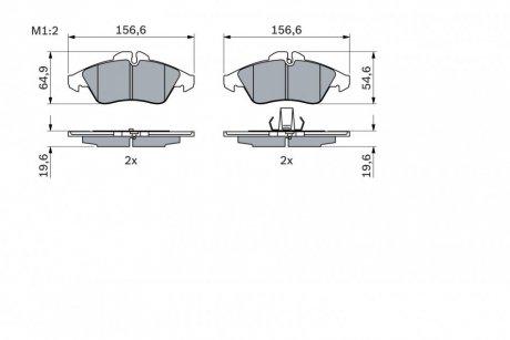 Колодка торм. диск. MB SPRINTER 2-t, VW LT 28-35 передн. BOSCH 0 986 424 218 (фото 1)