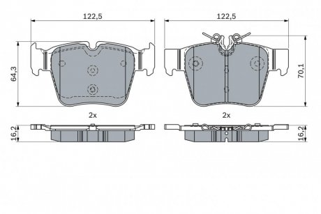 Гальмівні колодки, дискові BOSCH 0986424334 (фото 1)