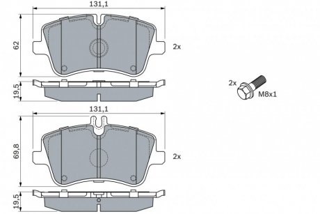 Колодка торм. диск. MB C-CLASS (W203) передн. BOSCH 0 986 424 517 (фото 1)