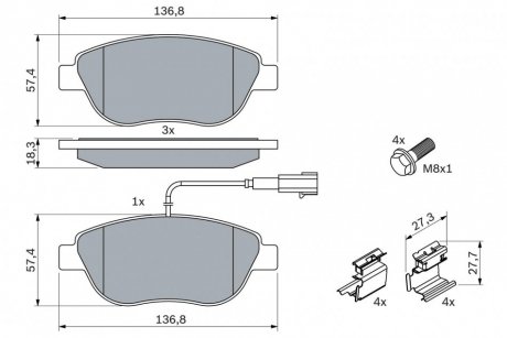 Гальмівні колодки, дискові BOSCH 0 986 424 596 (фото 1)