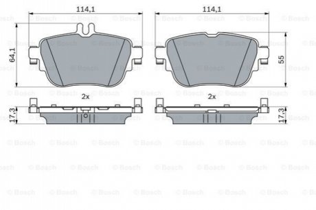 Гальмівні колодки, дискові BOSCH 0986424845 (фото 1)