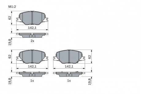 Гальмівні колодки, дискові BOSCH 0986424868 (фото 1)