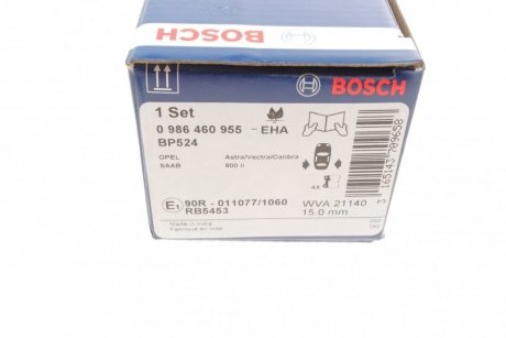 Гальмівні колодки, дискові BOSCH 0 986 460 955 (фото 1)