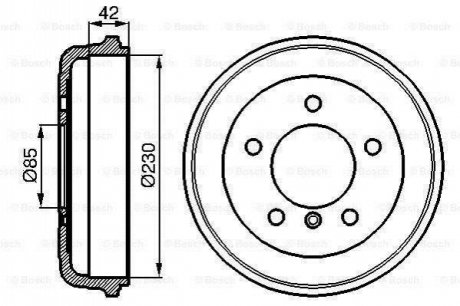 DB барабан гальмівний задній 207-210 230X42 BOSCH 0986477101 (фото 1)