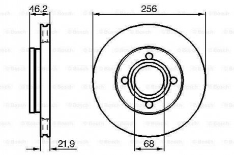 Диск гальмівний перед. (вентил.) AUDI 80 86-91, 100 -90 (256*22) BOSCH 0986478018 (фото 1)