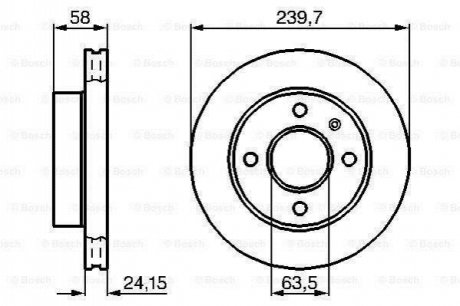 Диск гальм.передн.вентил.FORD Orion,Escort,Fiesta (239,7*24,1) BOSCH 0986478148 (фото 1)