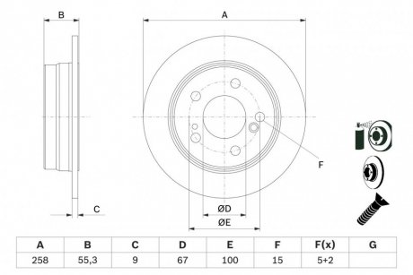 Диск тормозной MB E-CLASS задн. BOSCH 0 986 478 188 (фото 1)