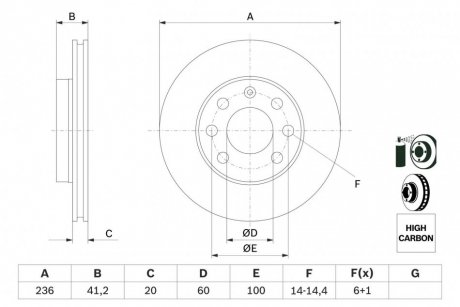 Диск тормозной OPEL/DAEWOO Astra/Combo/Corsa/Kadett/Vectra/Lanos \\F BOSCH 0 986 478 192 (фото 1)