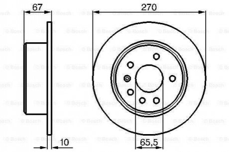 Диск гальмівний задн. OPEL Omega A, Senator B (270*10) BOSCH 0986478267 (фото 1)