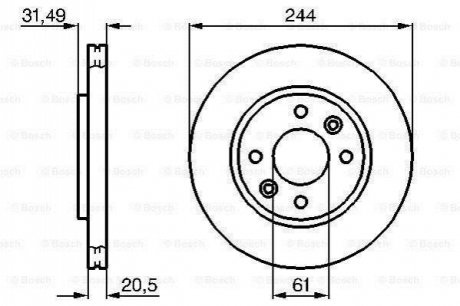 Гальмівний диск перед. (вентил.) RENAULT 21 2,1D/TD 86-95 BOSCH 0986478278 (фото 1)