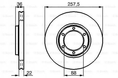 OPEL диск гальмівний передній FRONTERA 91- 257 22 20.6 BOSCH 0986478596 (фото 1)